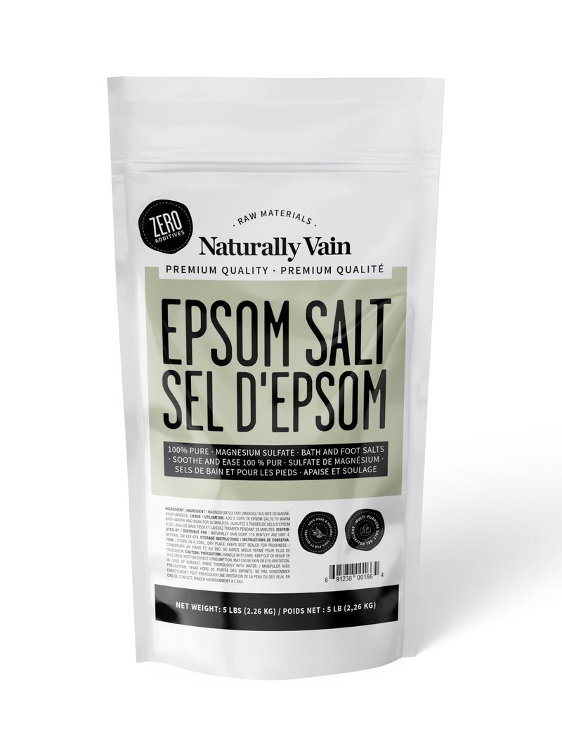 Naturally Vain Epson Salts for Soaking Magnesium Soak, Relaxing & Soothing Bath and Foot Salts, Epsom Salt for Women and Men, Magnesium Sulfate(5Lbs)