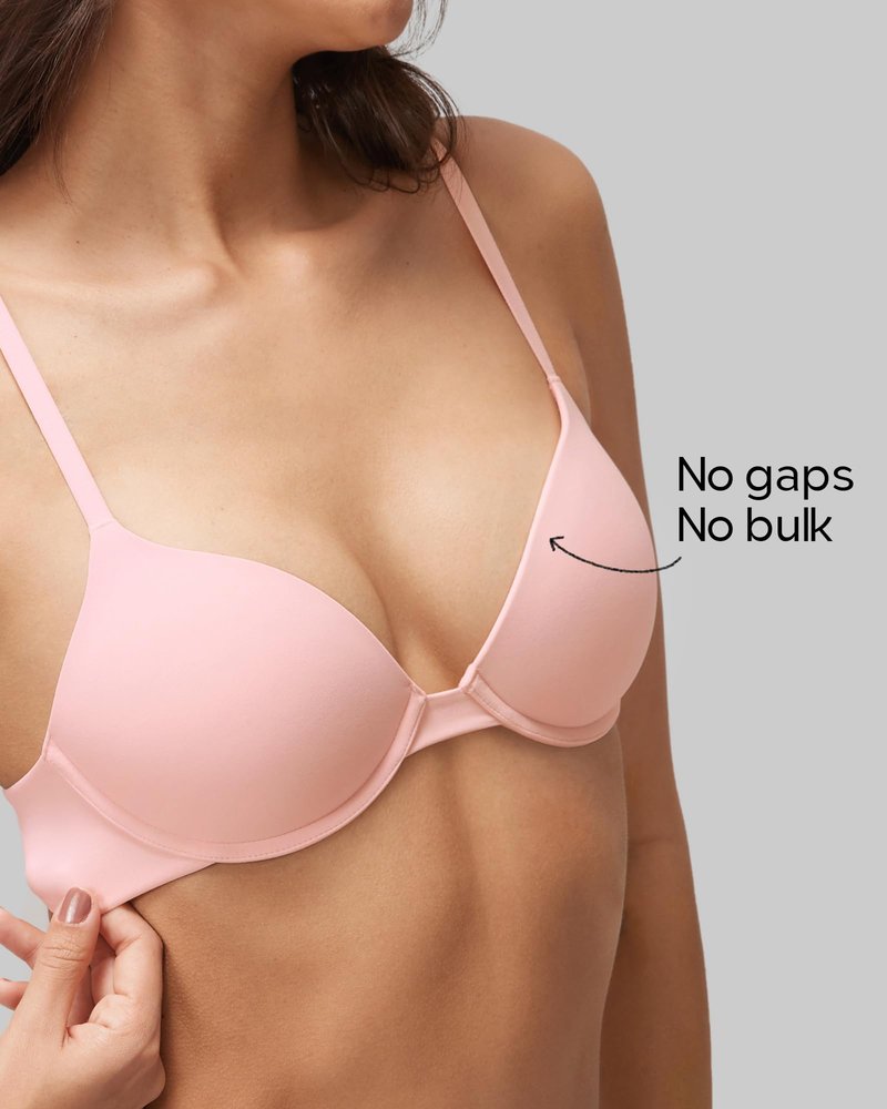 Halobliss Lift Up Underwire Bras for Women Small Breasted Padded T-Shirt Bras with Support 32AAA-38B Blush Pink 34B