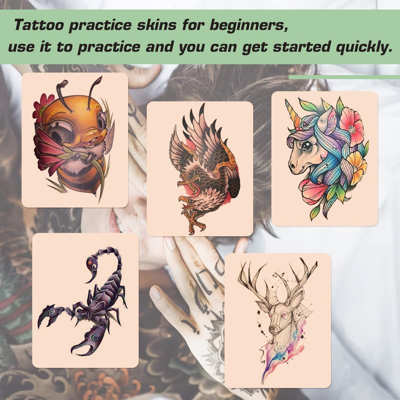 Rayyl 20PCS Tattoo Practice Skin with Transfer Paper Kit - Includes 5PCS Tattoo Practice Fake Skin and 15PCS Transfer Paper for Beginners & Experienced Artists…