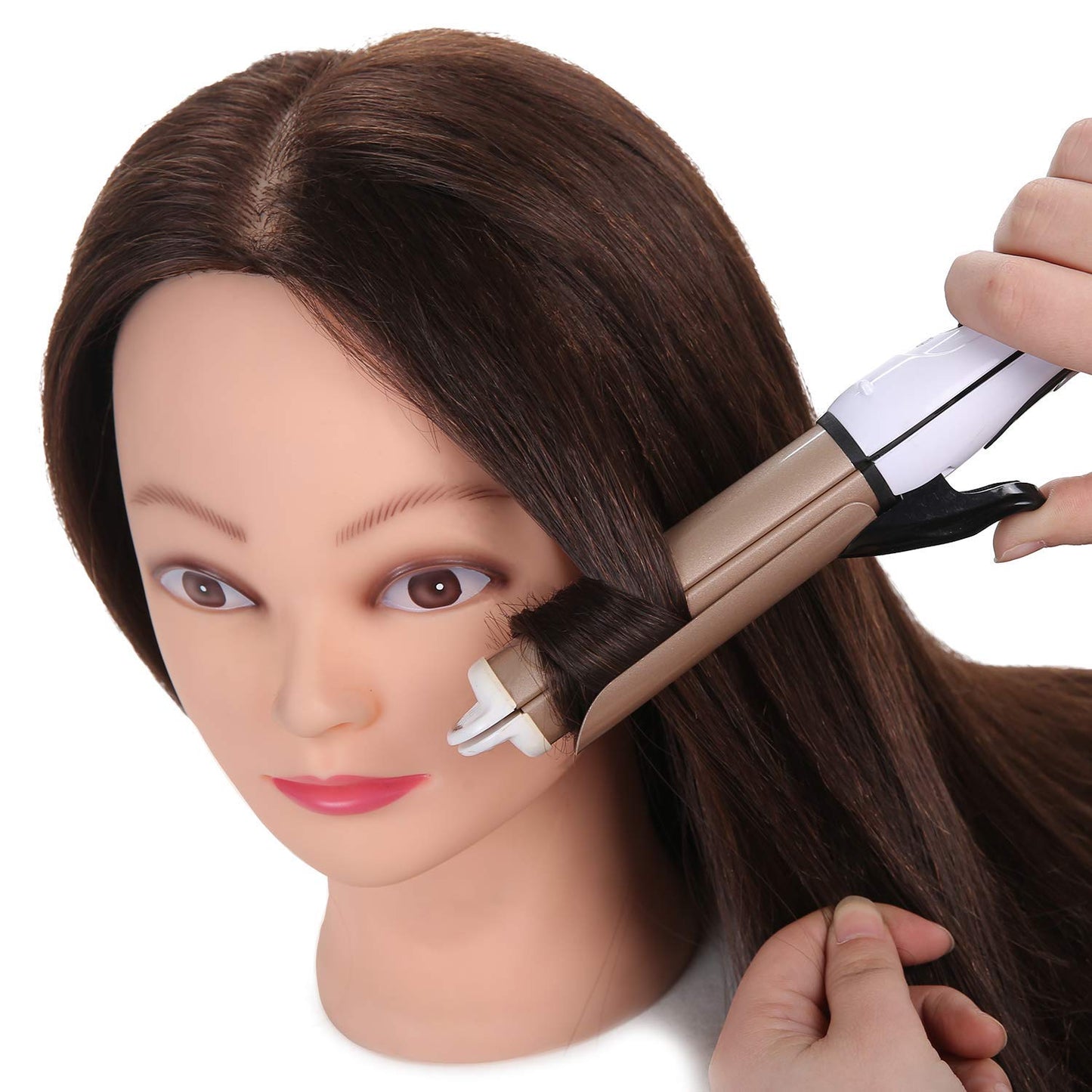 SOPHIRE Mannequin Head - 26"-28" Cosmetology Training Head with 80% Real Human Hair & 9 Tools | #4 Brown