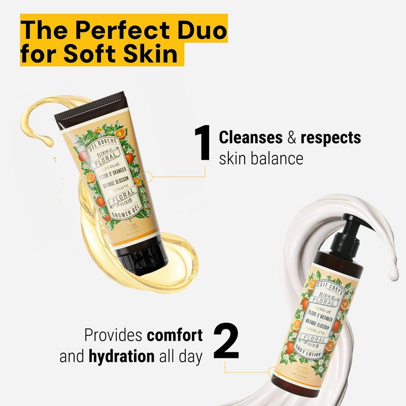 Panier des Sens - Orange Blossom Moisturizing Body Wash for Women & Men - Gentle Shower Gel 95% Natural Ingredients for Normal, Sensitive Skin - Body Care Made in France, SLS Free, Vegan - 6.8 Floz
