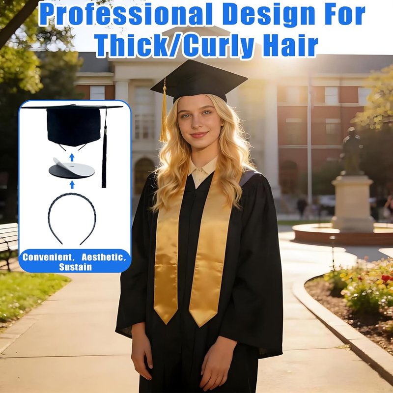 Graduation Cap Headband - Anti-Fall Grad Hat Accessory for Students | Unisex Design
