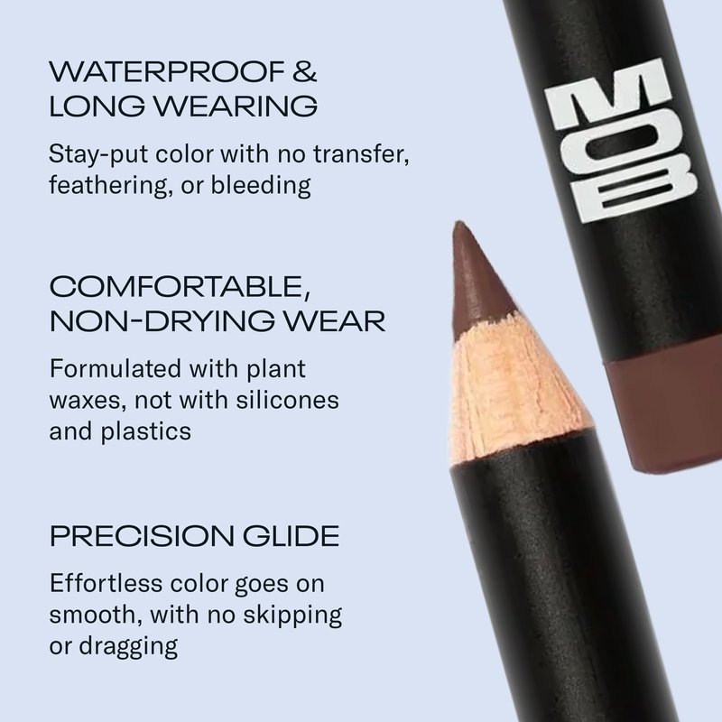 MOB Beauty Smooth Precision Waterproof Lip Liner, M147 Chocolate Port, 100% Natural Formula Long-Wearing Lip Pencil, Brown Lip Liner, Plastic-Free, Vegan, Cruelty Free