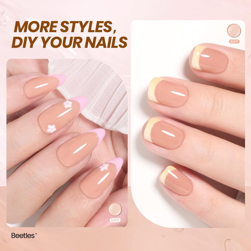 Beetles Jelly Nude Gel Nail Polish – 15ml Sheer Translucent Neutral Brown Gel Polish Buildable Soak Off UV LED Nail Art Salon DIY Summer Manicure Gift for Women