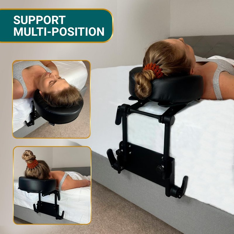 Massage Headrest for Bed, Face Down Pillow After Eye Surgery, Bed Massage Head Holder, Adjustable Vitrectomy Recovery Equipment, Post Retinal Surgery Face Down Sleep Support with Face Cradle (Black)