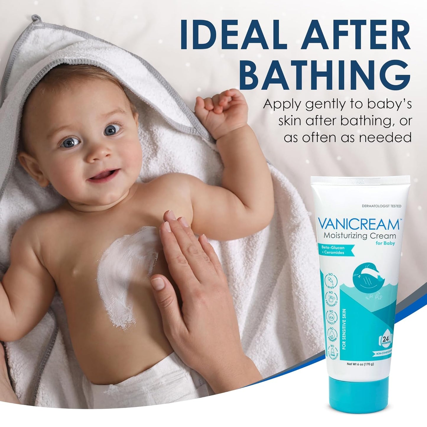 Vanicream Moisturizing Cream for Baby - Gentle Hydrating Lotion with Beta-Glucan & Ceramides | 6 Oz, Sensitive Skin