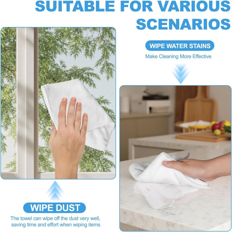 Microfiber Wash Cloths - 12 Pack Highly Absorbent Fingertip Towels | 12x12 Inch, Soft & Machine Washable, Ideal for Bathroom, Gym, Spa & Kitchen