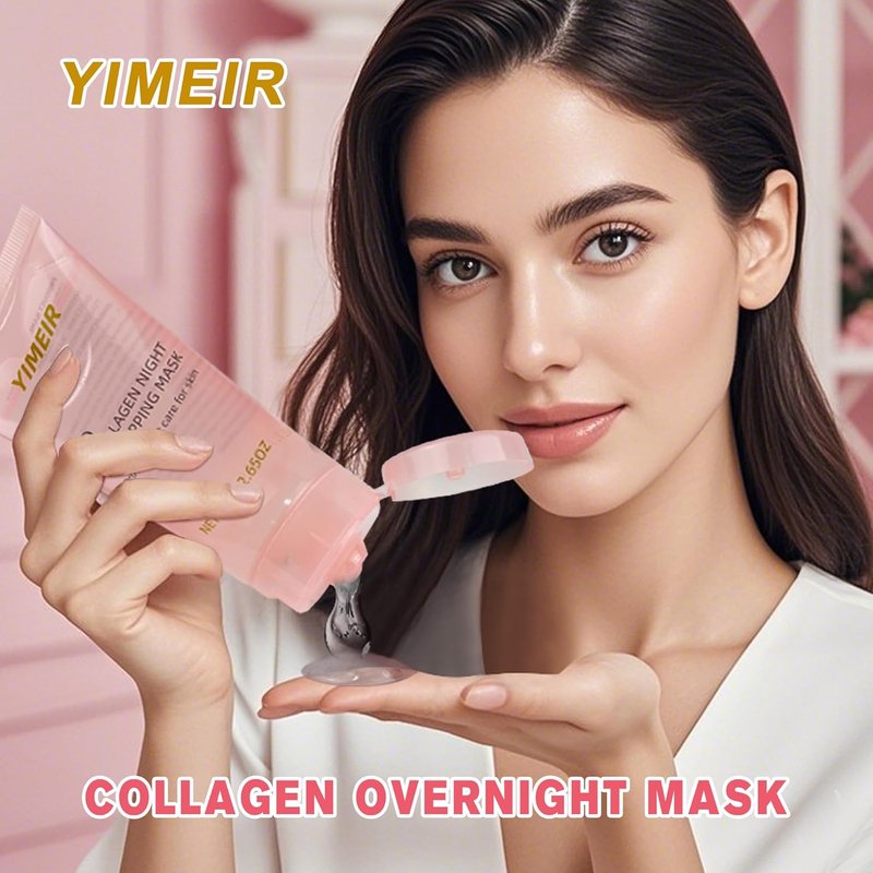 Skiennix Collagen Night Wrapping Mask - Hydrolyzed Peel-Off Facial Mask for Tightening & Hydration (Pink)