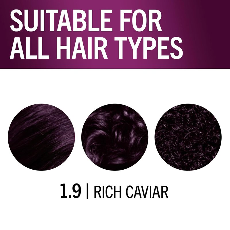 Schwarzkopf Keratin Hair Dye Cream - 1.9 Rich Caviar | Professional Gray Coverage & Bond Enforcing System