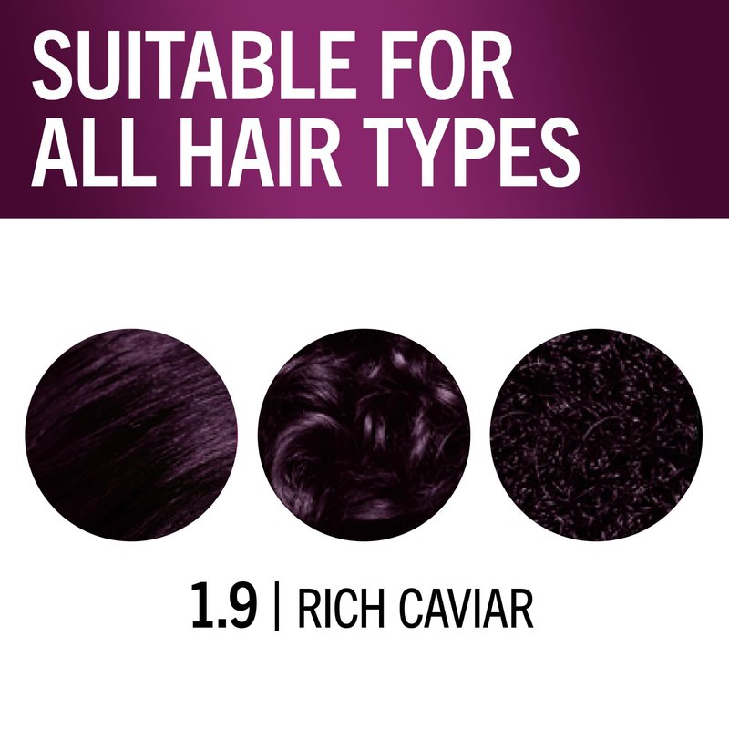 Schwarzkopf Keratin Permanent Hair Dye Cream, 1.9 Rich Caviar, Professional Quality Color for Up to 100% Gray Coverage, Bond Enforcing System