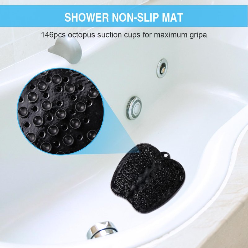 BESKAR XL Large Foot Scrubber Mat for Use in Shower - Shower Foot Cleaner to Eliminate Calluses Dead Skin, Foot Massager Mat for Men & Women to Soothe Achy Feet, Non Slip Suction Cups