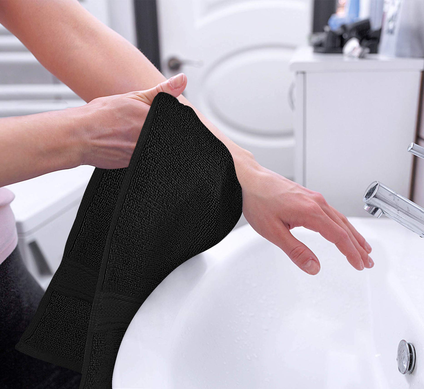 Utopia Towels 6 Pack Premium Hand Towels Set, 16 by 28 inches, 100% Ring Spun Cotton, Ultra Soft and Highly Absorbent 600GSM Towels for Bathroom, Gym, Shower, Hotel, and Spa, Black