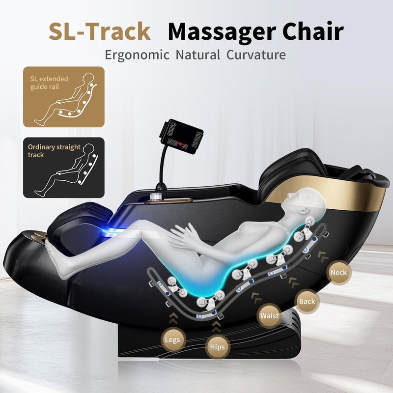 Skiennix Full Body Zero Gravity Massage Chair - 51'' SL Track, 20 Auto Programs, 3D Shiatsu & Heating