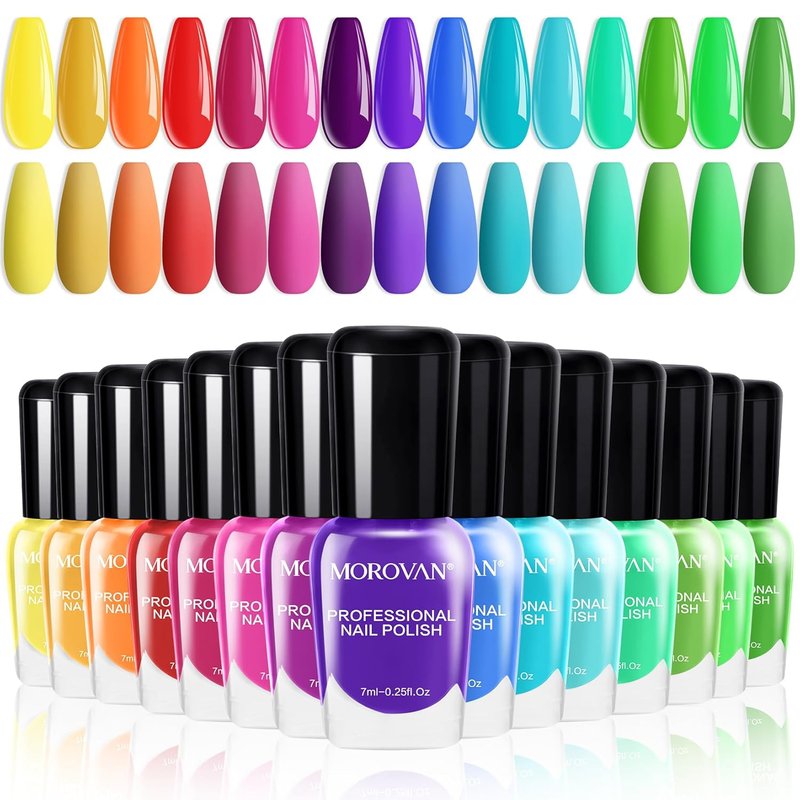 Morovan 15-Color Quick Dry Nail Polish Gift Set - Vibrant 0.27oz Shades for Women