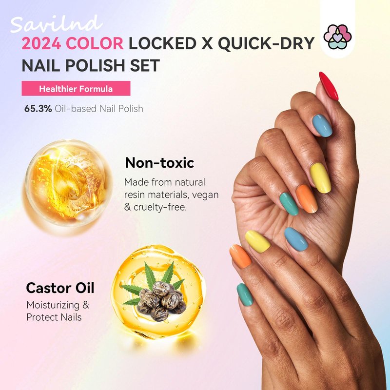SAVILAND 36 Colors Nail Polish Set Quick Dry: Brown Black Glitter Locked X Tech Regular Pastel Nail Polish Kit Fingernail Polish with Top Base Polish Coat 39 Pcs Home Salon Travel Set