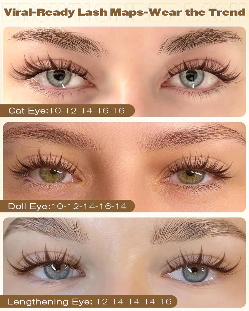 Brown Manga Lash Clusters Wispy Spiky Eyelash Clusters C Curly Fairy Cluster Eyelash Extensions with Invisible Band 8-16MM Anime Individual Lashes for DIY Lash Beginners