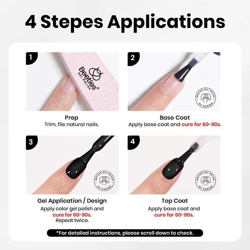 Beetles 10ML HEMA-Free Black Gel Nail Kit with U V Light, 5 Pcs Black Shadow Gel Polish Set DIY Home Salon Travel Portable Manicure Kit with Base &Top Nail File Coat Soak Off Gifts for Women Girls