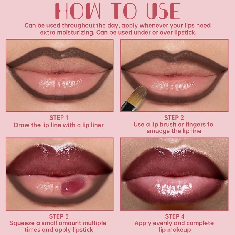 HOSAILY Nourishing Lip Gloss Moisturizing High Shine Fresh Lightweight Glossy Plumping Lip Combo for Women, Long Wear Lip Glow Oil with Brown Lip Liner Set Non-Sticky Liquid Lipstick Makeup#12