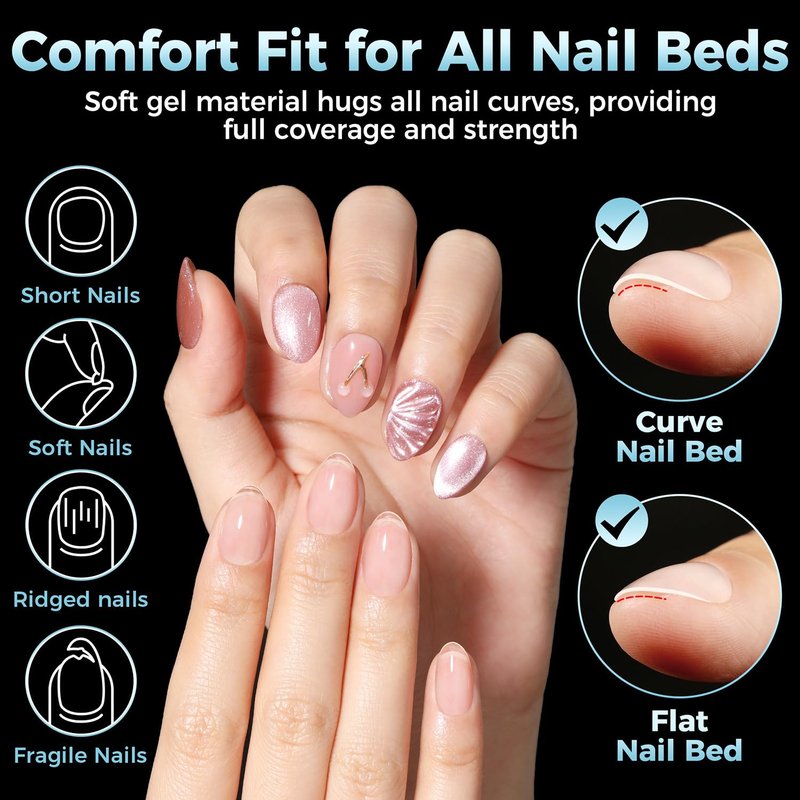 Almond Nail Tips - 360pcs Soft Gel Pre-Shaped Acrylic XS Fake Nails | Half Matte Full Cover Clear Press-On Tips for Home DIY Manicure