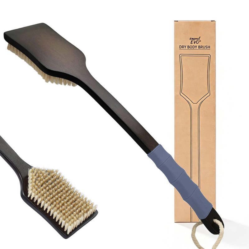 ENAMELEVO Back Scrubber for Shower,Exfoliating Shower for Men with Long Handle,Dry Brushing Body Brush,Lymphatic Contour for Full Body Exfoliation, Skin Cleansing & Lymphatic Drainage