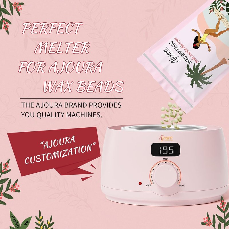 Ajoura Digital Wax Warmer - Quick-Heat Hair Removal Kit with Temp Control | 30 Waxing Sticks & Gloves Included