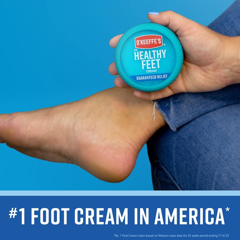 O'Keeffe's for Healthy Feet Foot Cream; Guaranteed Relief for Extremely Dry; Cracked Feet; Instantly Boosts Moisture Levels; 3.2 Ounce Jar; (Pack of 6)
