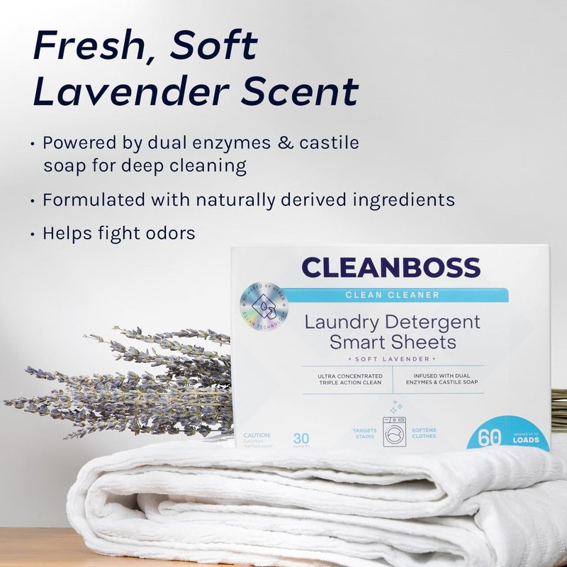 CleanBoss Laundry Detergent Smart Sheets - Eco-Friendly, Easy-To-Use | 30 Sheets