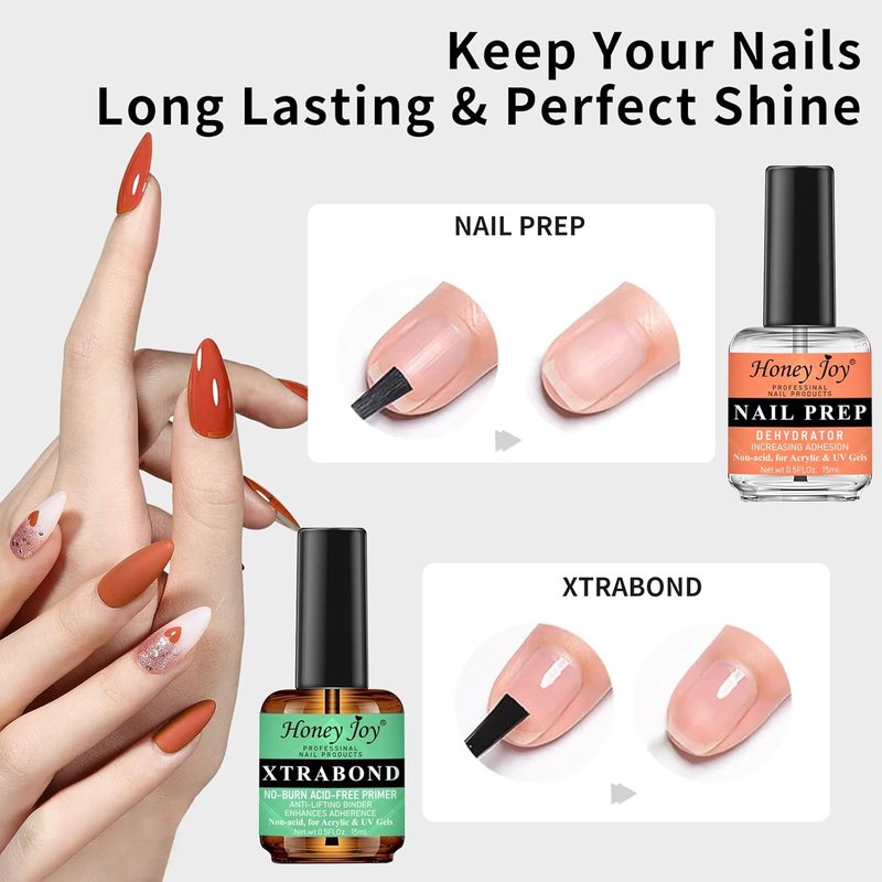 Nail Dehydrator and Primer Set - Acid-Free Prep for Acrylic & Gel Nails | 0.5 fl oz, Long-Lasting Adhesion
