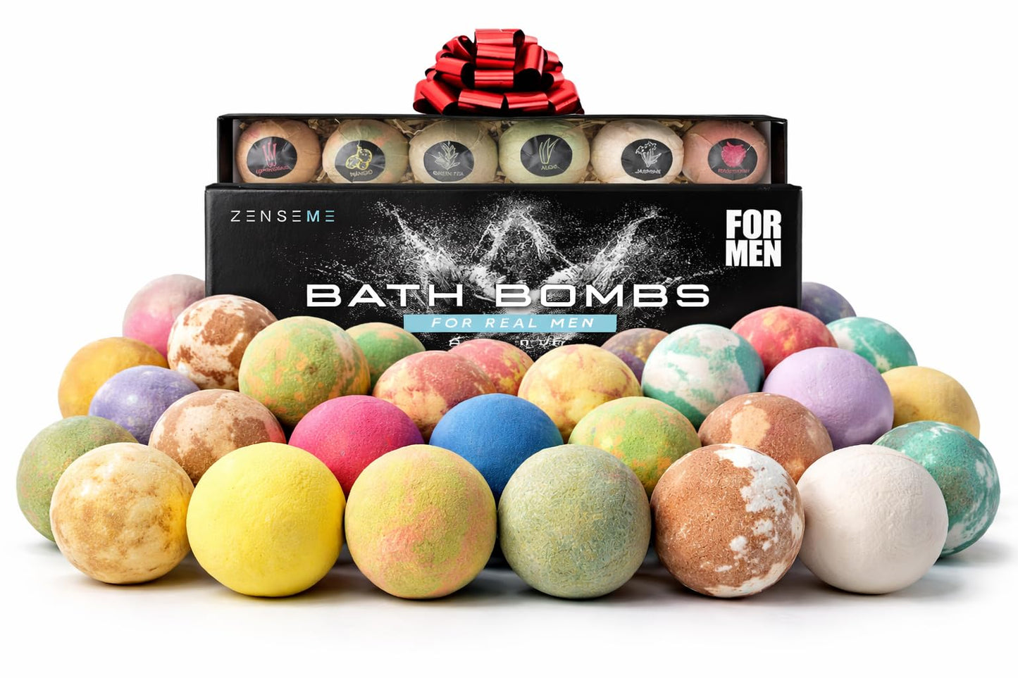 Bath Bombs for Men, Gift Set of 18 Scented Organic Handmade Bath Bombs of 2.5 oz with Natural Essential Oils. Perfect for Boyfriend, Husband, Father or Friend, by ZenseMe