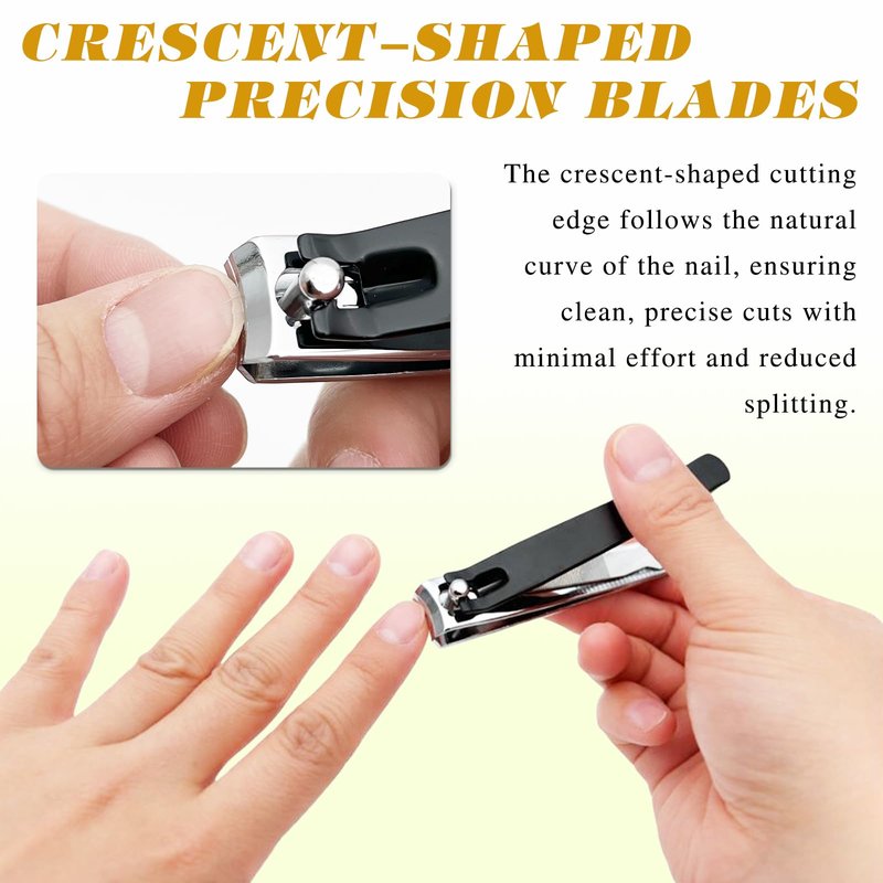 Black 2PCS Large Nail Clippers Set – Premium Stainless Steel Curved Blade Fingernail & Toenail Trimmers