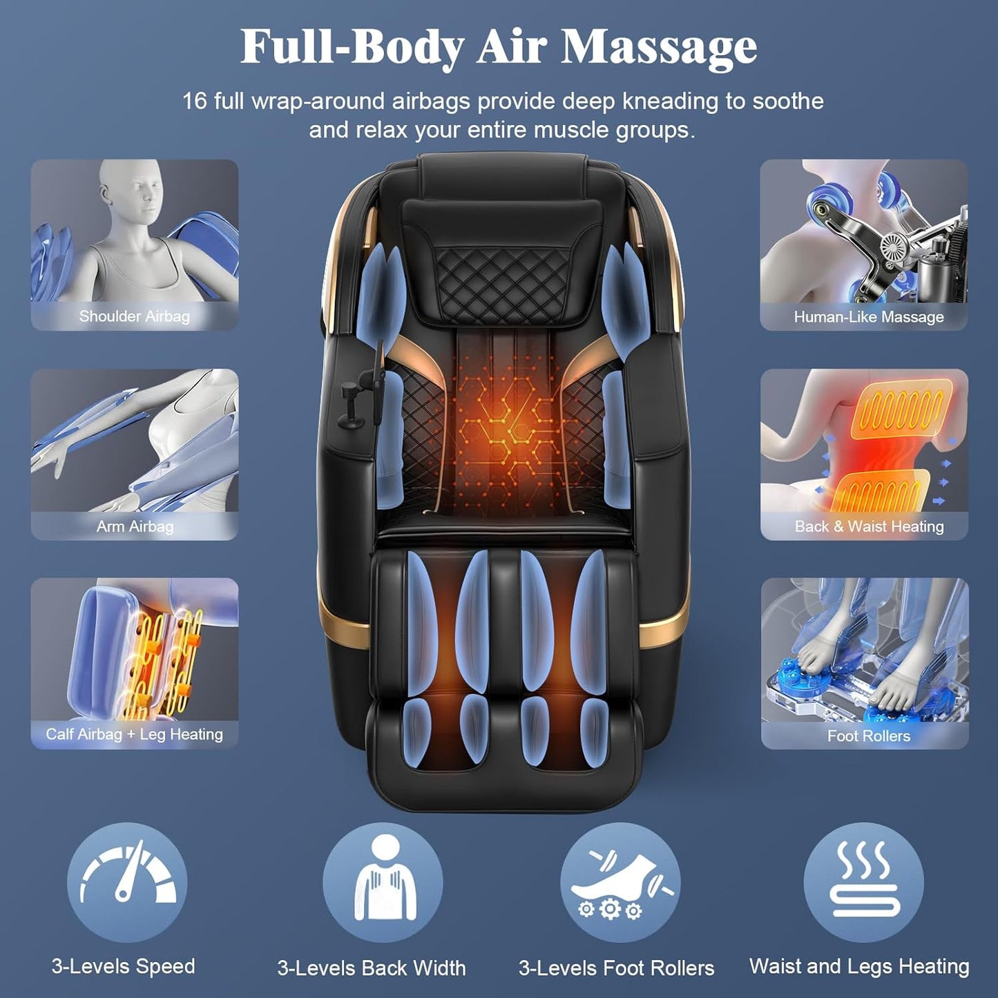 YONISEE 4D Massage Chair - Full Body Shiatsu Recliner with AI Control, Heating & Bluetooth | Zero Gravity SL-Track Design