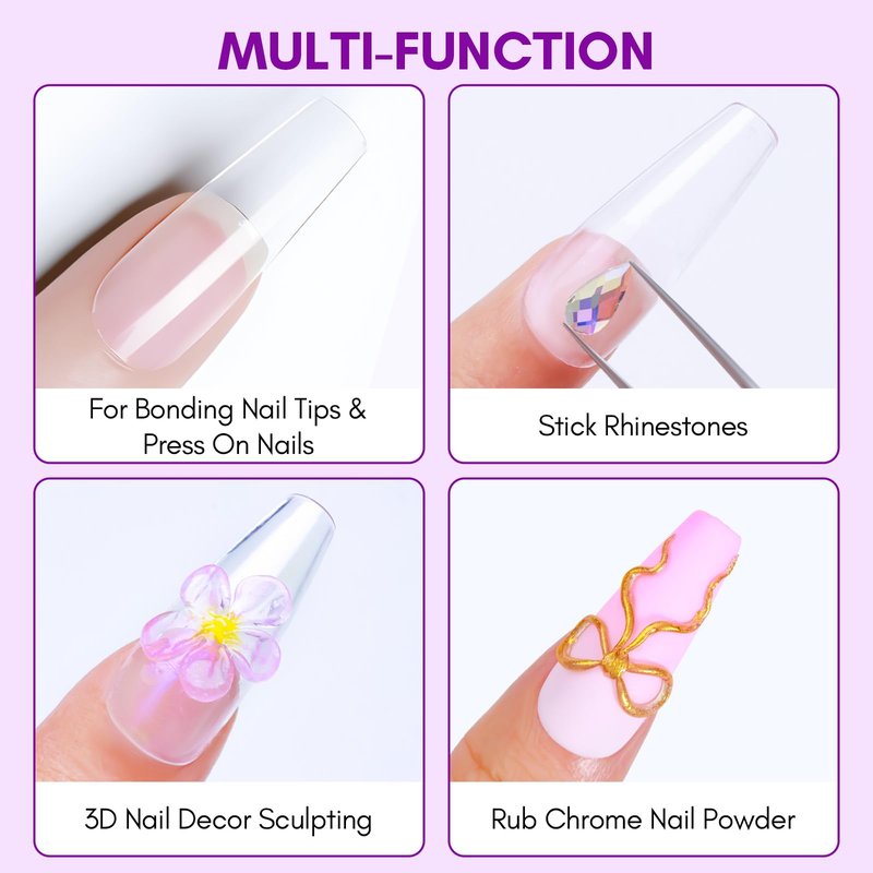 Makartt Solid Nail Glue Gel: Super Strong Nail Glue for Press On & Acrylic Nails, 3D Gel Nails Art Design, Long Lasting Clear Adhesive 15ML, UV Lamp Cured, Ideal for Home Salon DIY Use