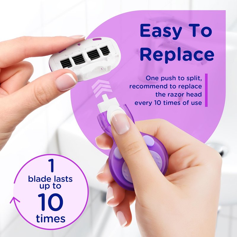 DreamGenius Women’s Razor Blades Refills Include 4 Cartridges, Extra Smooth 5-Blade Travel Razor Refills for Comfort Shaving, Purple
