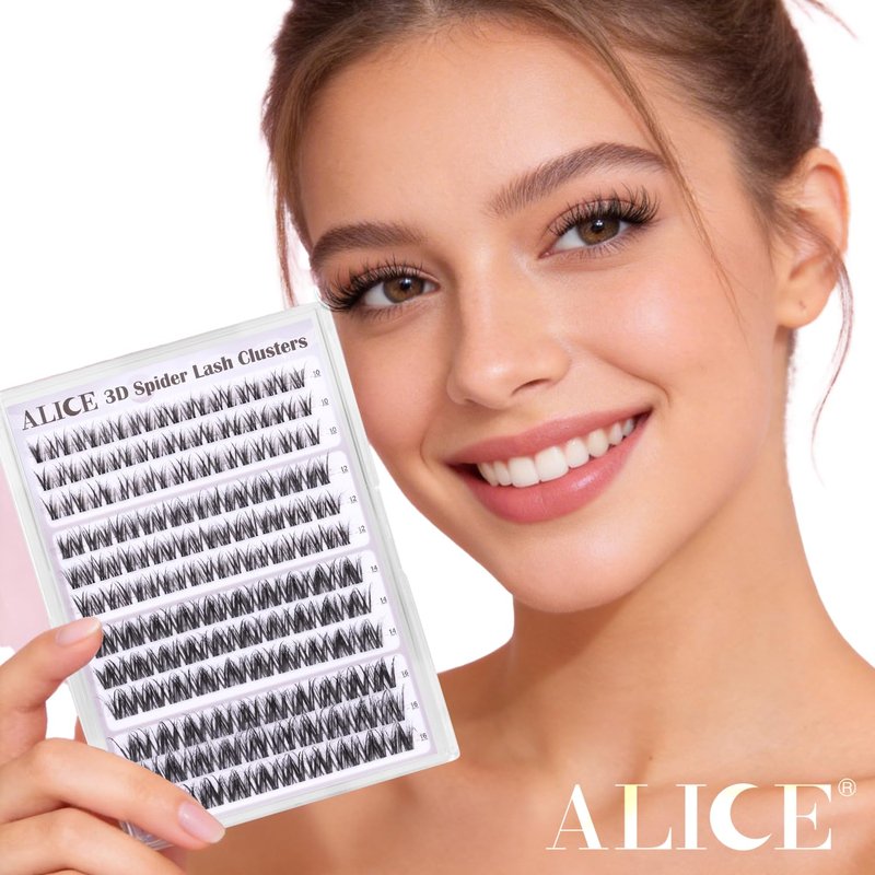 ALICE Spider Lash Clusters - 3D Wispy Volume Eyelash Extensions | Thin Band Individual Lashes 10-16mm
