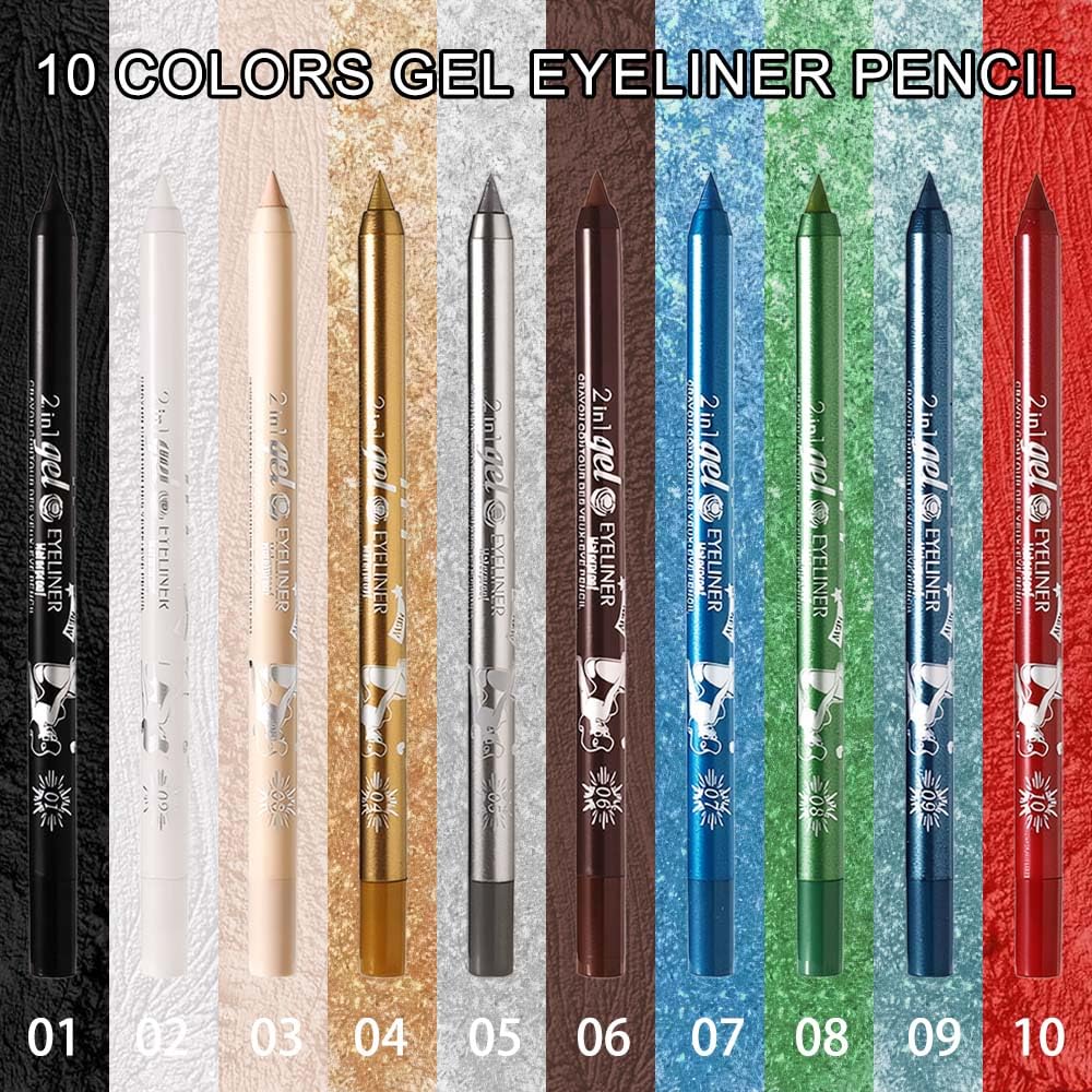 White Gel Glitter Eyeliner Pencils Set for Women - Waterproof & Smudge-Proof | 1 Piece