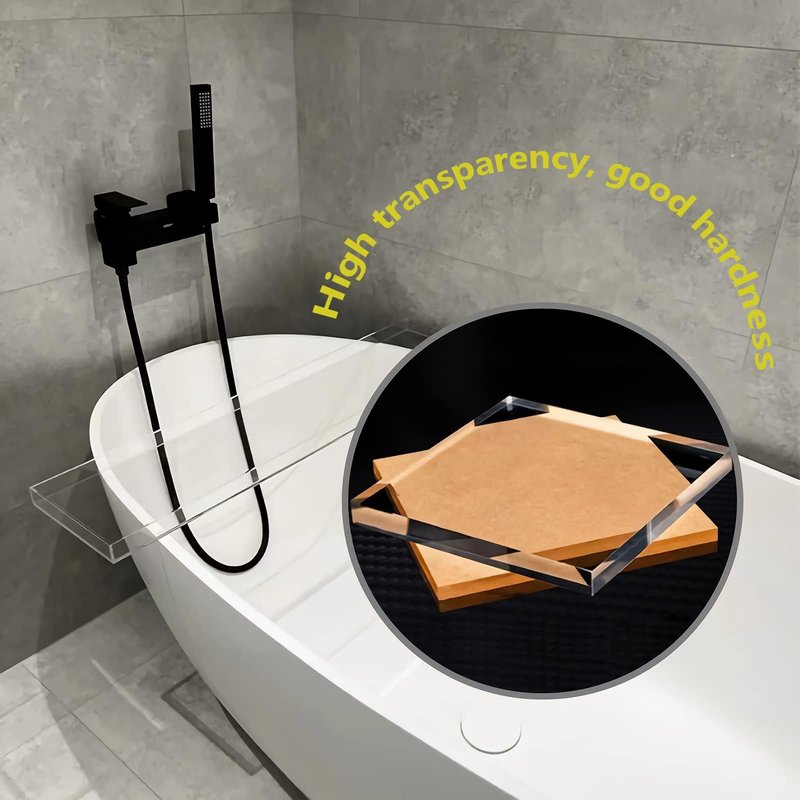 CXNGD Bathtub Tray Table, Clear Acrylic, Anti-Slip Bath Caddy, 32.3 * 7.87 * 1.18in