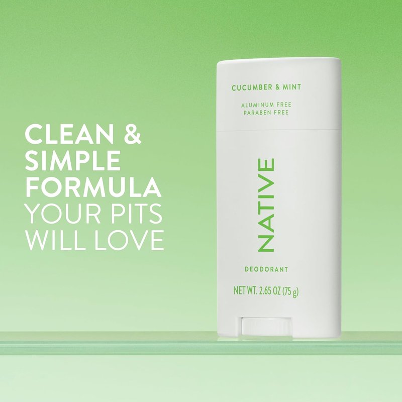 Native Deodorant - Aluminum-Free Cucumber & Mint | 72-Hour Odor Control, Naturally Derived Ingredients, 2.65oz
