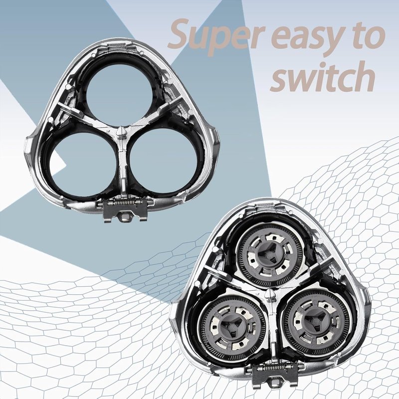 SH50 Replacement Heads for Philips Norelco Series 5000 Razors - High-Performance Rotary Blades, 6-Pack