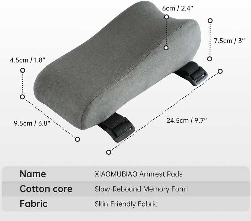 Armrest Cushion for Office Chair - Memory Foam Elbow Support Pads | Set of 2, Non-Slip Straps, Washable Cover