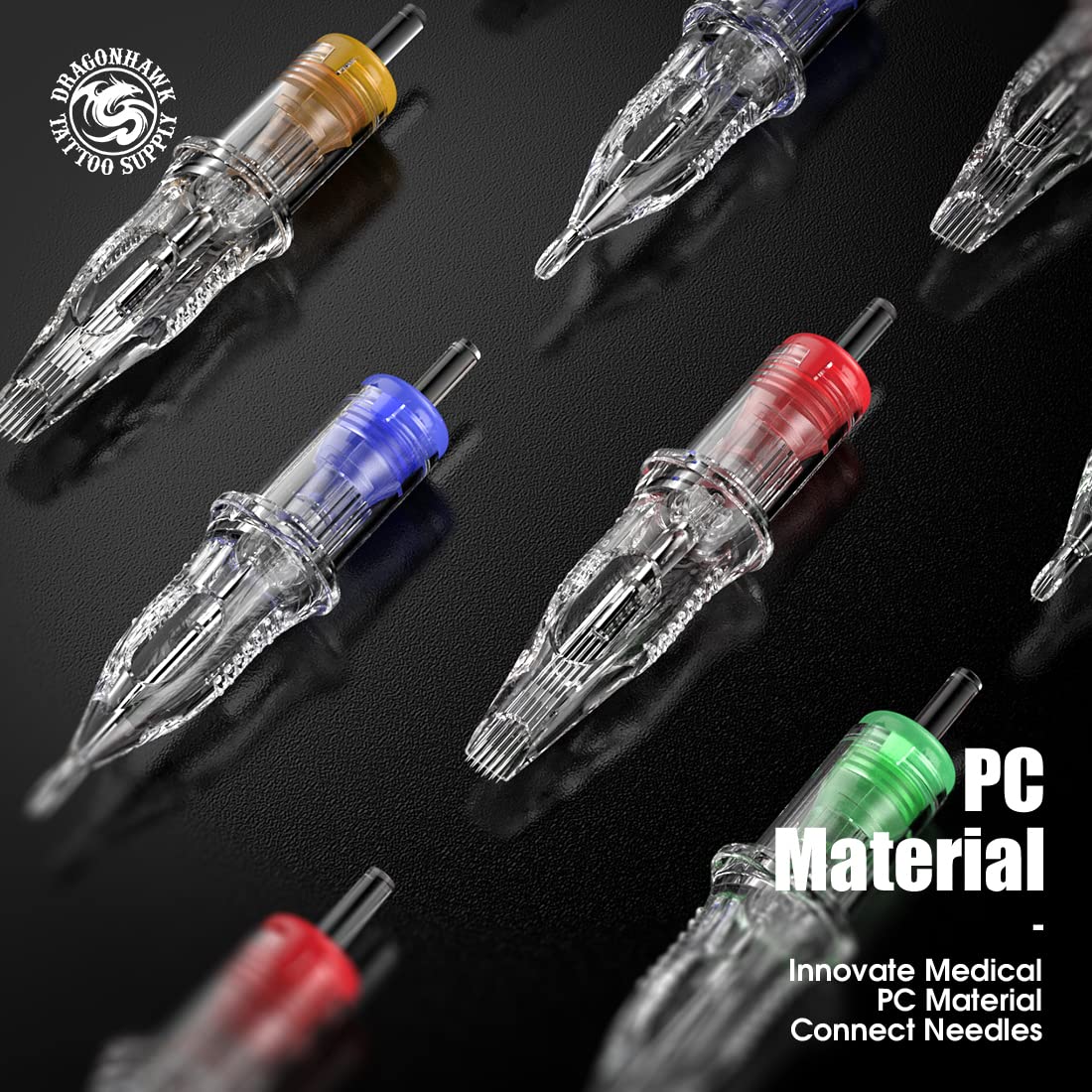 Dragonhawk Tattoo Needle Cartridges - 20PCS Disposable 1209RM Round Magnum Tattoo Needles with Membrane, Professional Cartridge Needles for Shading Work, Compatible with All Rotary Pen Tattoo Machines