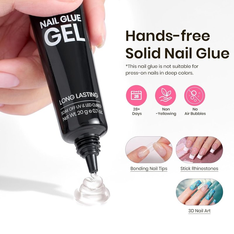 Beetles Tipex Nail Kit - 224 Pcs Square Medium Pre-Etched Fake Nails with Mini Nail Lamp & Glue