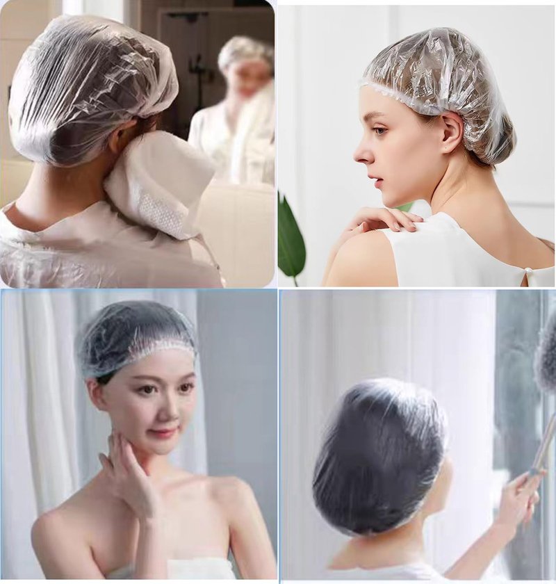 200 PCS Disposable Shower Caps Plastic Clear Hair Cap Elastic Waterproof Hair Bath Caps Thickening Shower Cap for Women Men Kids Girls Hotel and Hair Salon Travel Spa Home Use Beauty Salon Accessories