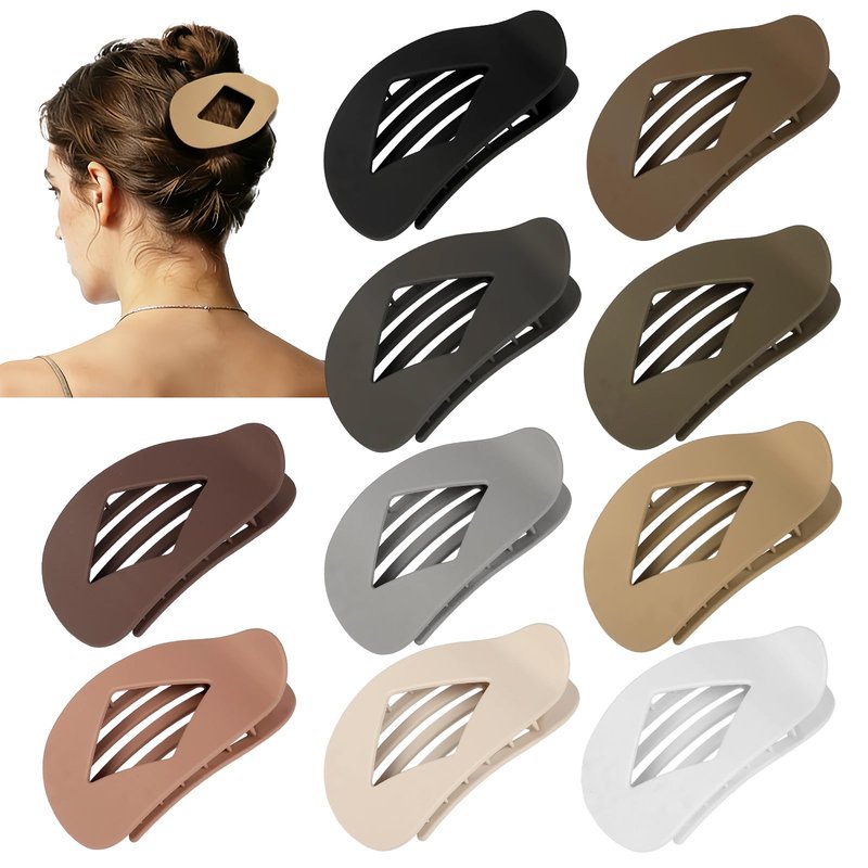 10 PCS French Flat Hair Clips for Women – 4.2 Inch Large Matte No-Slip Claw Clips for Long/Short Hair, Strong Hold Rhombus Hair Accessories, Commuting & Everyday Wear(Basic)