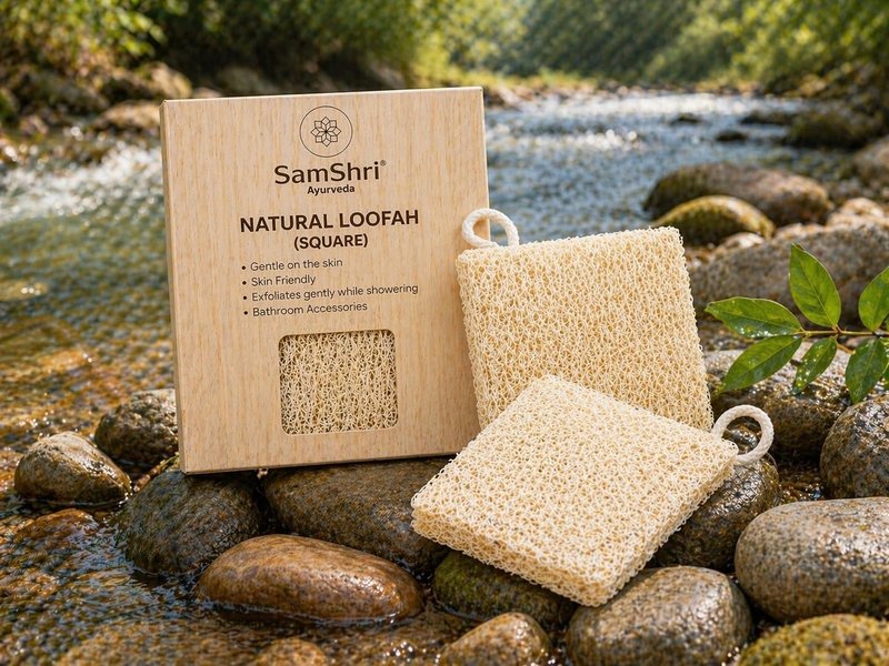 Natural Loofah | Biodegradable Exfoliating Bath Sponge - 2 Pack for Face & Body Scrubbing