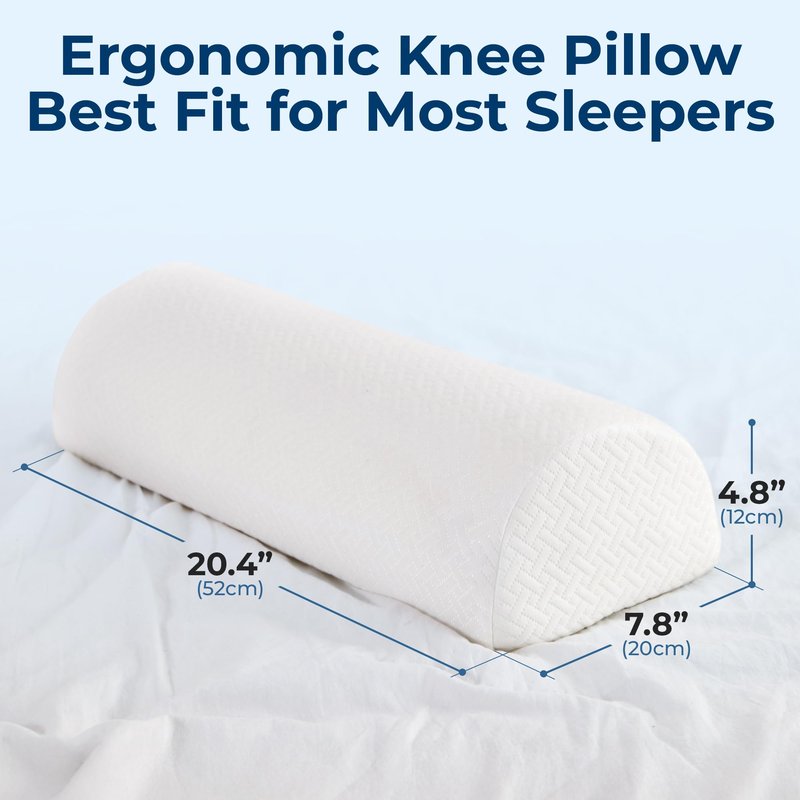5 STARS UNITED Knee Pillow for Back Sleeping – Half Moon Bolster Pillow for Legs, Under Knee Pillow for Sleeping on Back, Memory Foam Leg Pillow for Back Pain, White