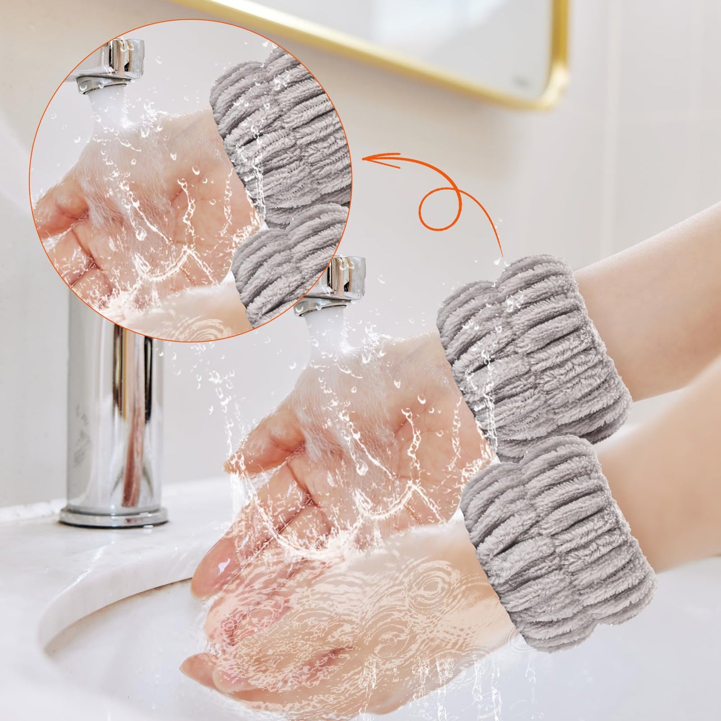 Wteehn 6pcs Wrist Bands for Washing Face Wash Wristbands Wrist Towels Arm Bands for Skincare Makeup Wrist Cuffs Spa Wrist Scrunchies
