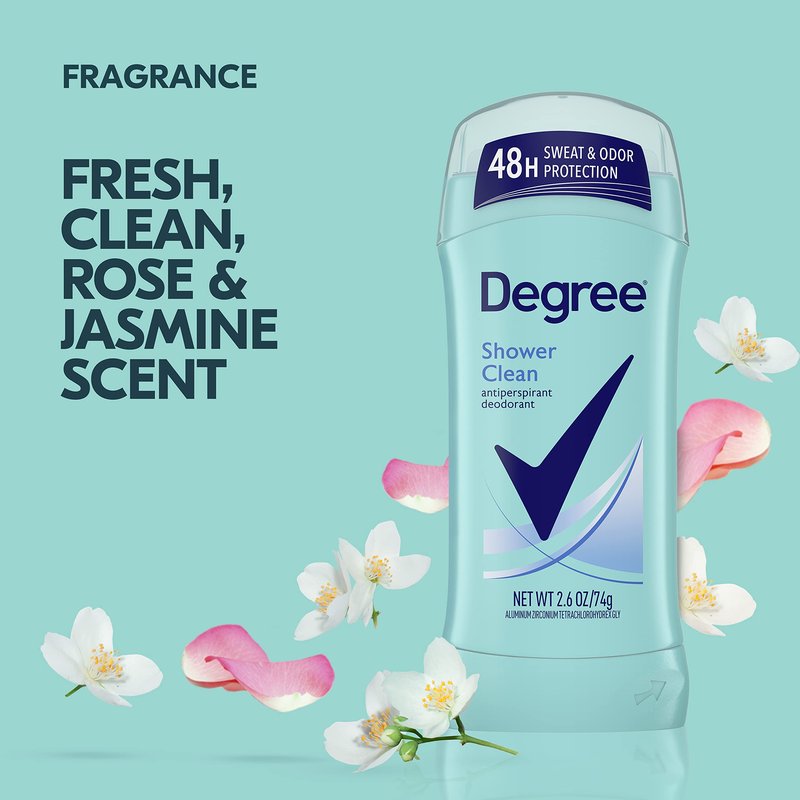 Degree Original Antiperspirant Deodorant Shower Clean Pack of 6 48-Hour Sweat & Odor Protection Antiperspirant for Women 2.6 oz