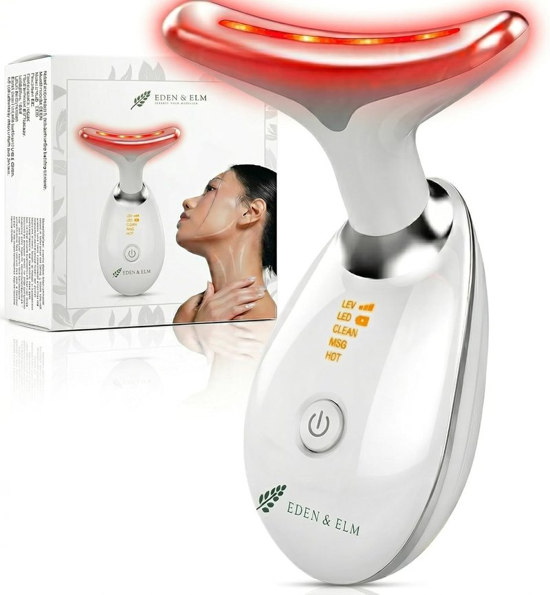 Eden & Elm Face & Neck Sculpting Massager - 7-Color LED Tool for Firm Skin | Ergonomic Wireless Design