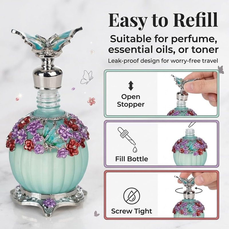 LIYJTK Perfume For Women, Muslim Perfume Halal Dubai Essential Oil Luxury Fragrance Long Lasting Vintage Exquisite Religious Supply - A Seductive, Signature Aroma (Blue)