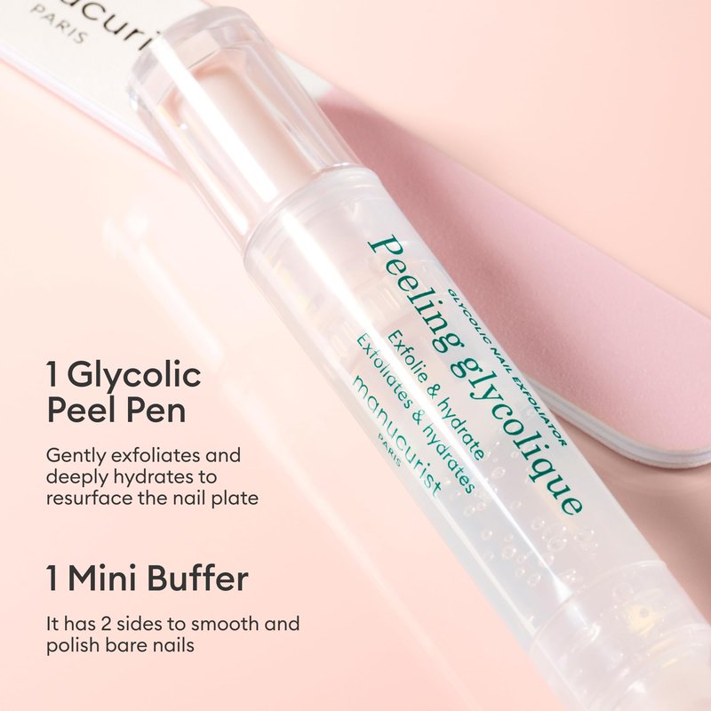 Japanese Manicure Kit Made Easy By Manucurist- Natural & Simplified - Glycolic Exfoliating Peel & Nail Buffer Block - Japanese Manicure Nail Kit for Women - For Natural Shiny Nails Without Polish